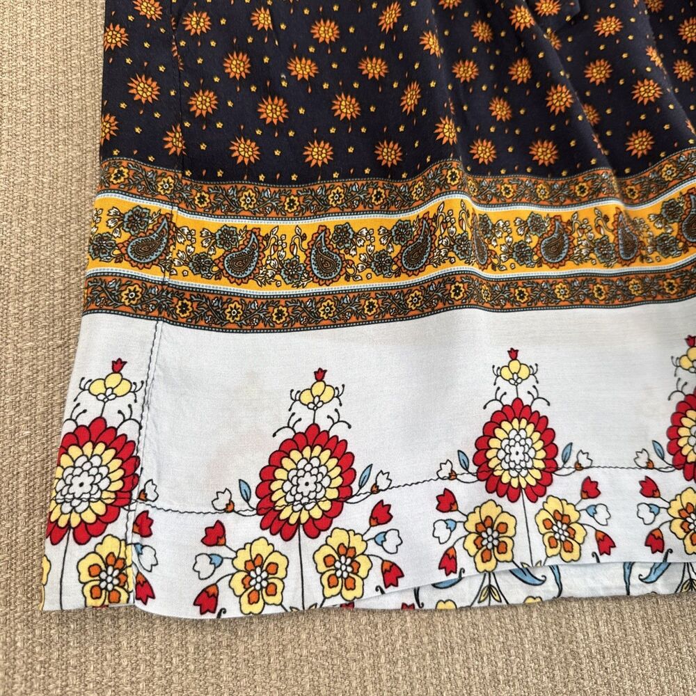 Boho Hippie Floral Flowy Pull On Beach Vacation Rayon Shorts Sz Medium Pockets
